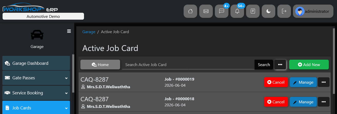 Job Cards